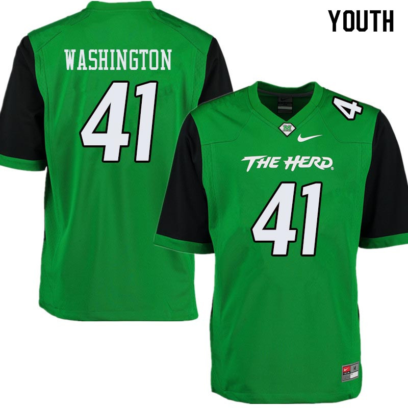 Youth #41 Nirion Washington Marshall Thundering Herd College Football Jerseys Sale-Green - Click Image to Close